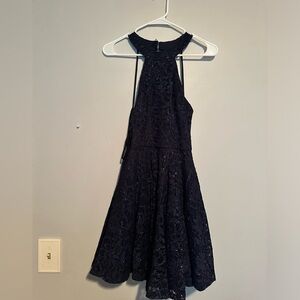 Blue sparkly halter dress